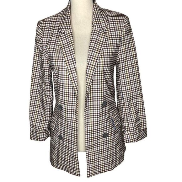NEW Love Tree Plaid Versona Light Academia, Preppy Open Front Boyfriend Jkt Sz S - Picture 1 of 16